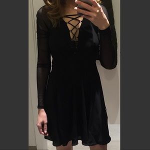 Express | Black Plunge Neck Dress